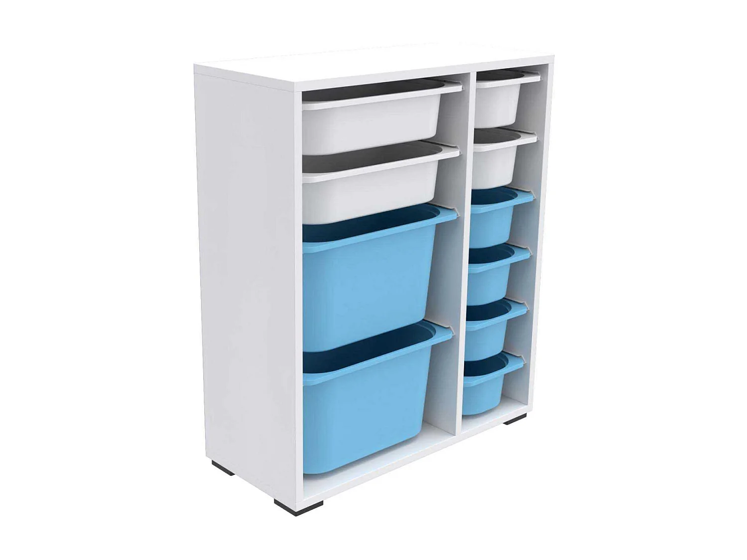 Meuble de rangement 10 tiroirs Zen Blanc et bleu