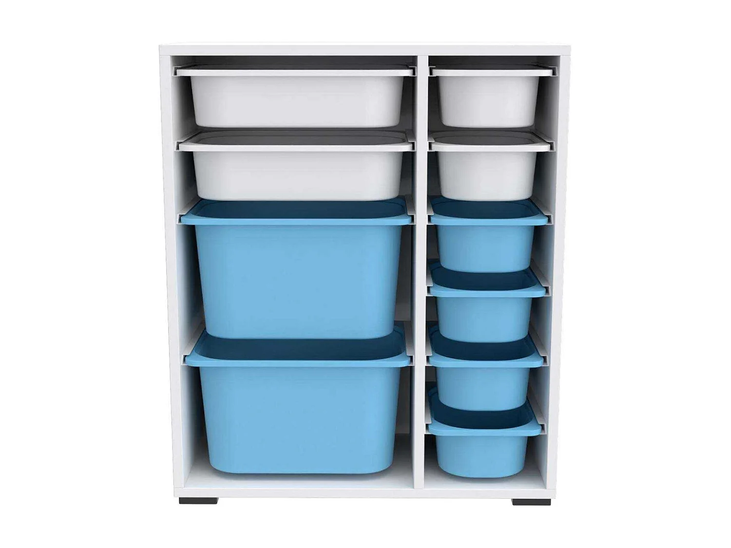 Meuble de rangement 10 tiroirs Zen Blanc et bleu