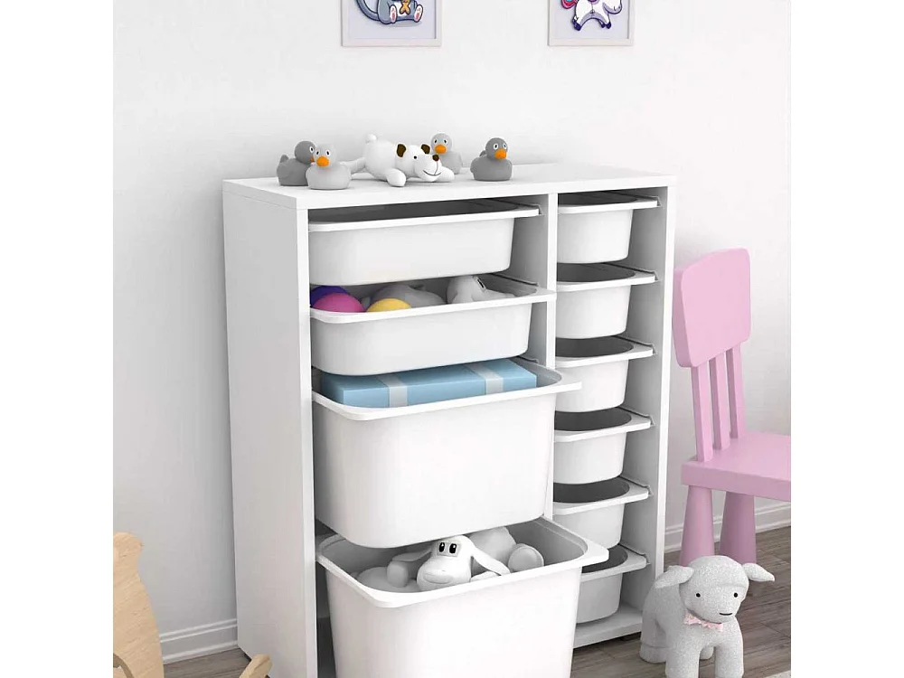 Meuble de rangement 10 tiroirs Zen Blanc