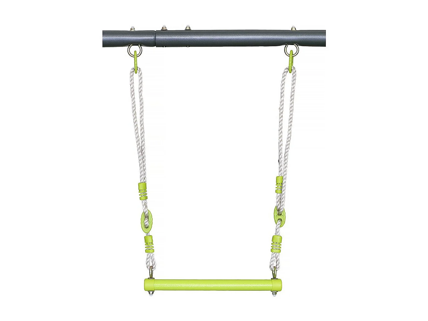 Estructura de juego metálica "Kylian" con tobogán - 4 aparatos - Verde