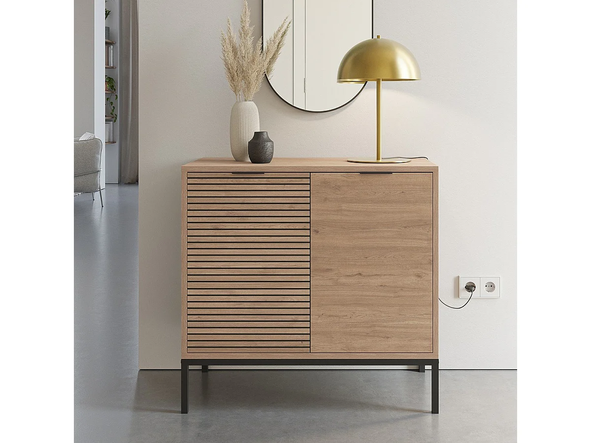 Kleine buffetkast met 2 deuren en metalen poten Ariel - L80 cm