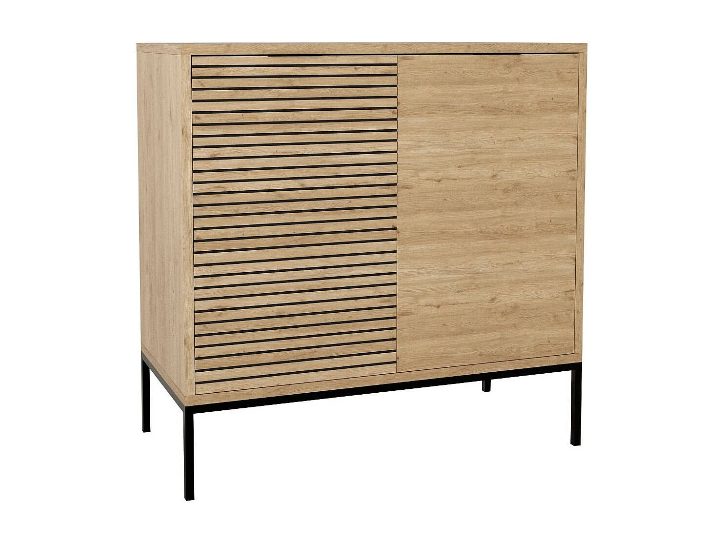 Kleine buffetkast met 2 deuren en metalen poten Ariel - L80 cm