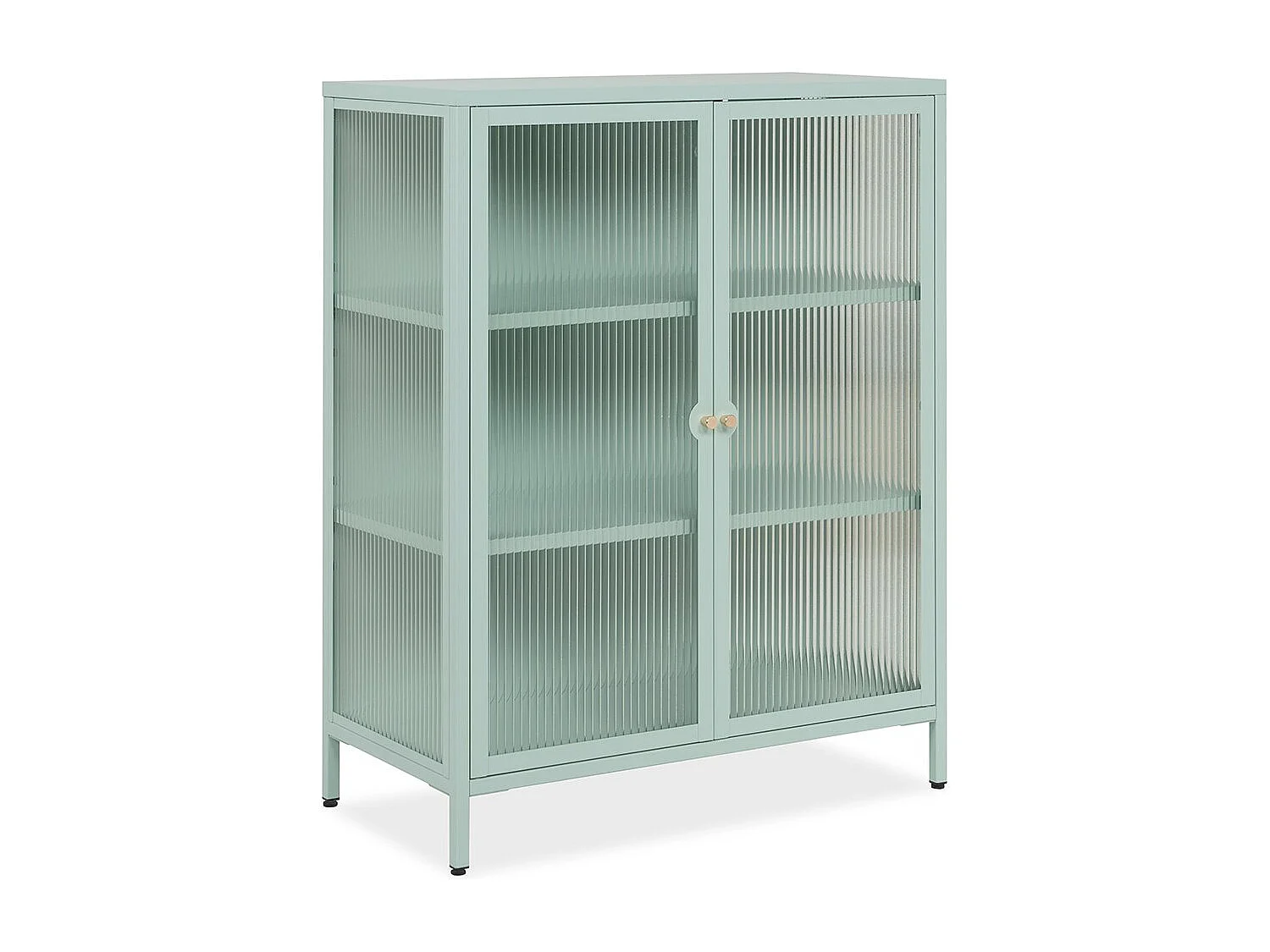 Kredens z 2 szklanymi drzwiami i metalowymi półkami L80 cm - MILTON