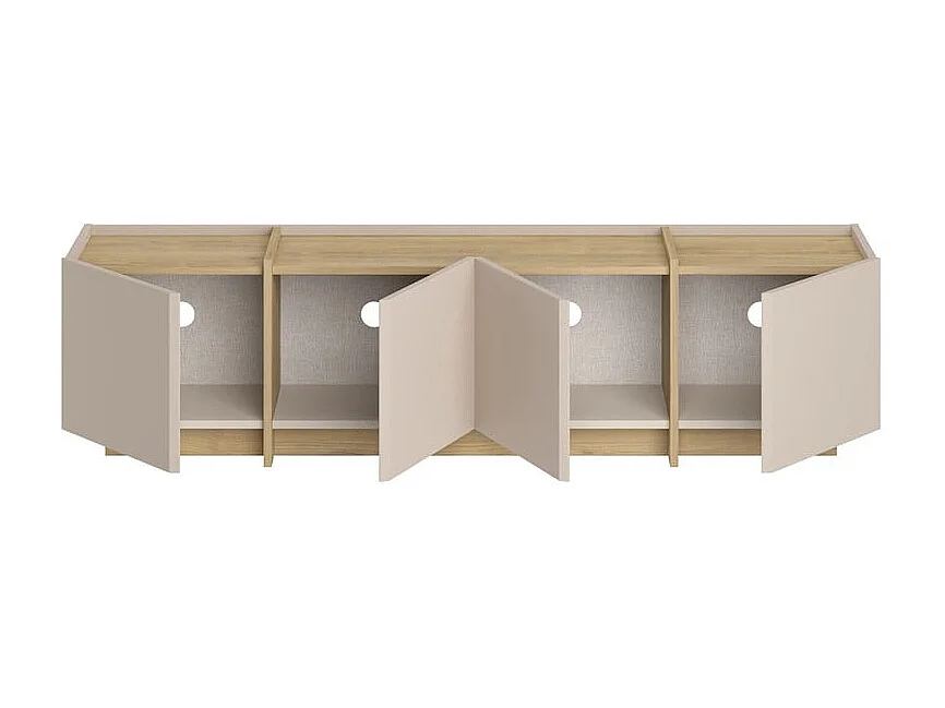 TV-Möbel mit 4 Türen, Dekor in Kaschmir und Saphir-Eiche, L180 cm - ONYX