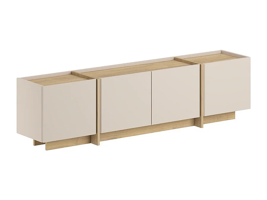 TV-Möbel mit 4 Türen, Dekor in Kaschmir und Saphir-Eiche, L180 cm - ONYX