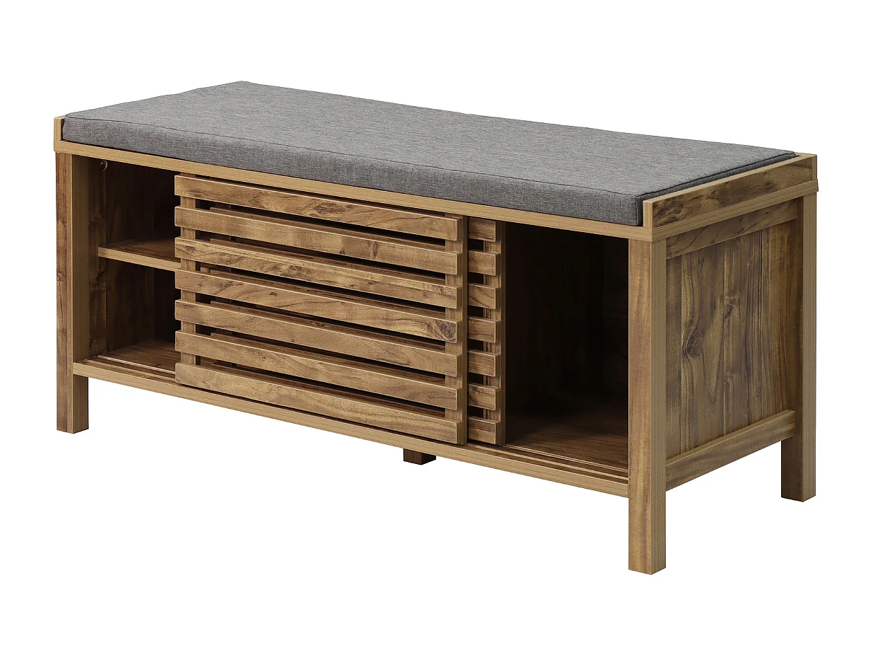 Banc à chaussures 2 portes coulissantes à lames ajourées L112 cm LIAM