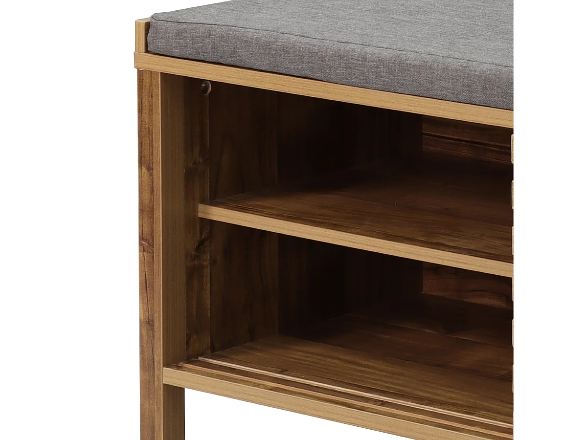 Banc à chaussures 2 portes coulissantes à lames ajourées L112 cm LIAM