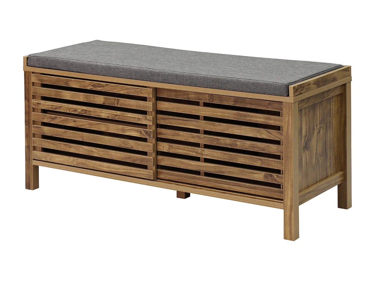 Banc à chaussures 2 portes coulissantes à lames ajourées L112 cm LIAM