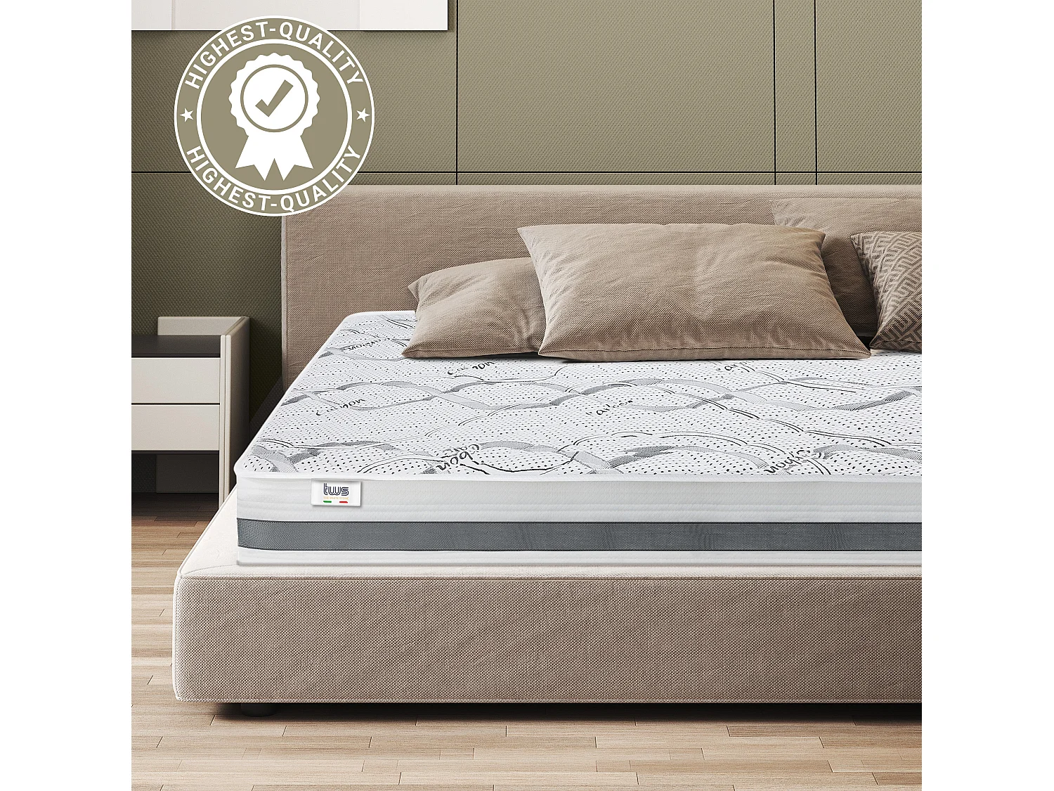 Matelas Double 150 x 205 à mémoire | Premium Quality | Hauteur 20 cm | Made in Italy