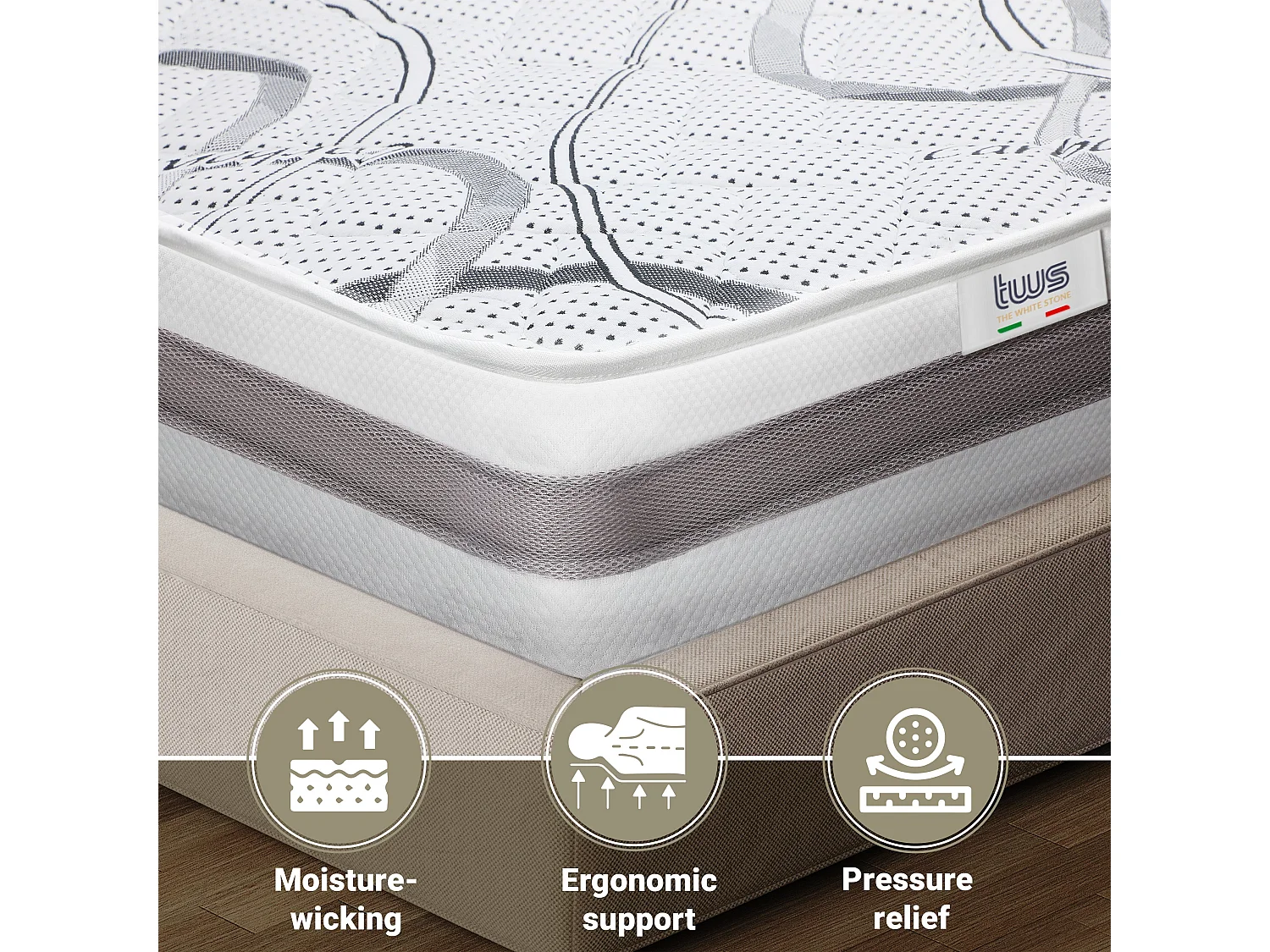 Matelas Double 150 x 205 à mémoire | Premium Quality | Hauteur 20 cm | Made in Italy