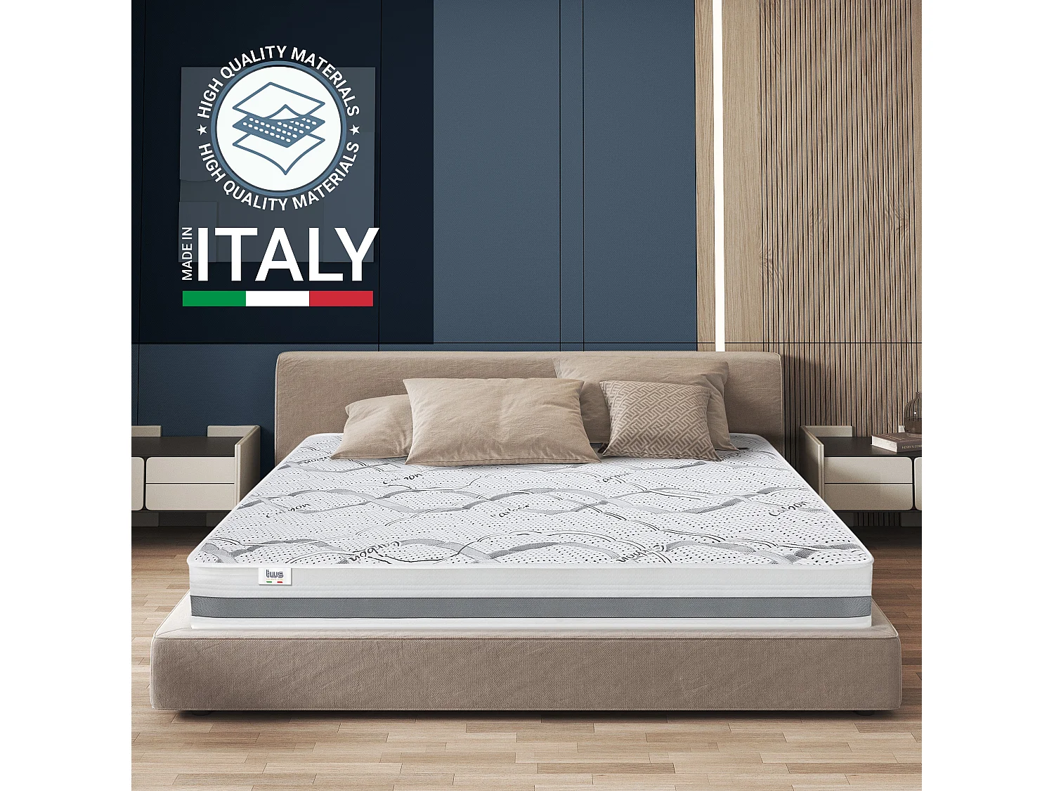 Großes Einzelbett Matratze 135 x 185 Memory Foam | Premium Qualität | Höhe 22 cm | Made in Italy