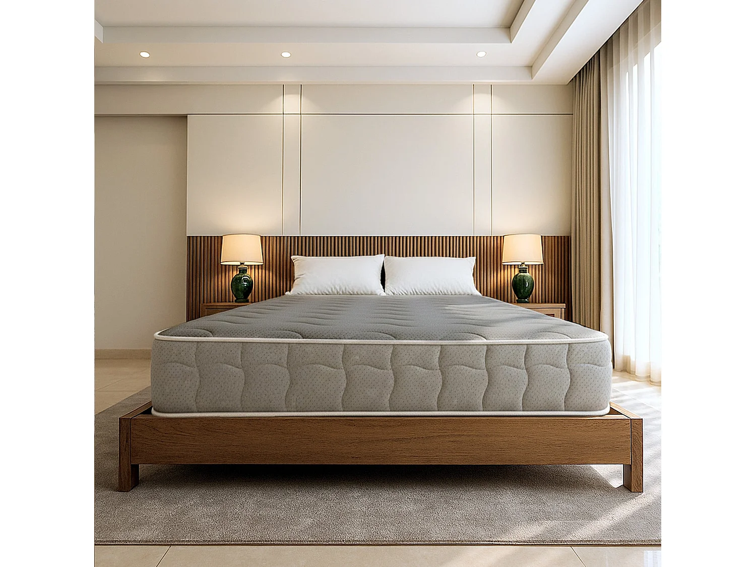 Matelas double 180x190 mousse mémoire 9 zones H20 orthopédique hypoallergénique