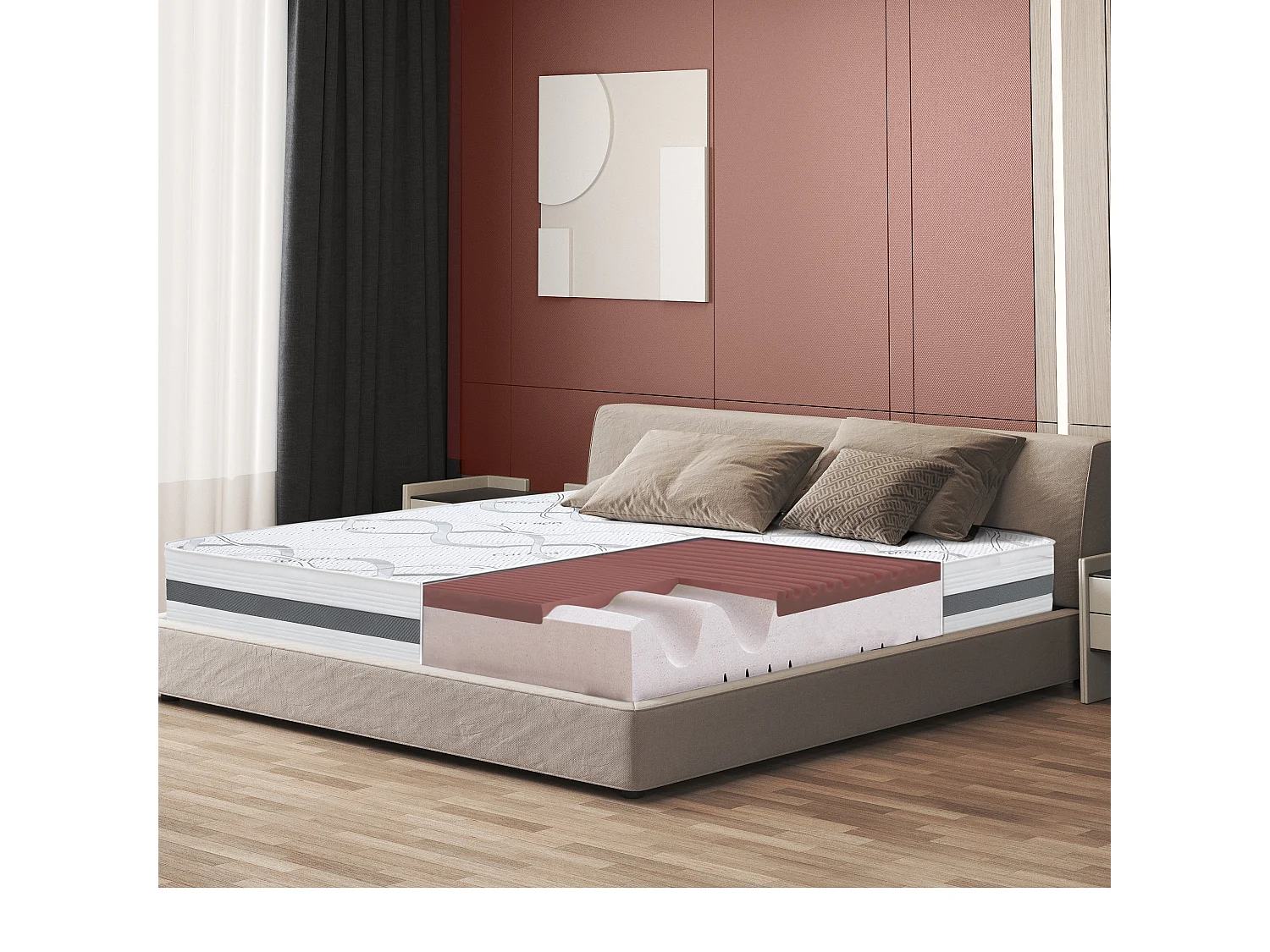 Doppelmatratze 155 x 200 Memory Foam | Premium Qualität | Höhe 27 cm | Made in Italy