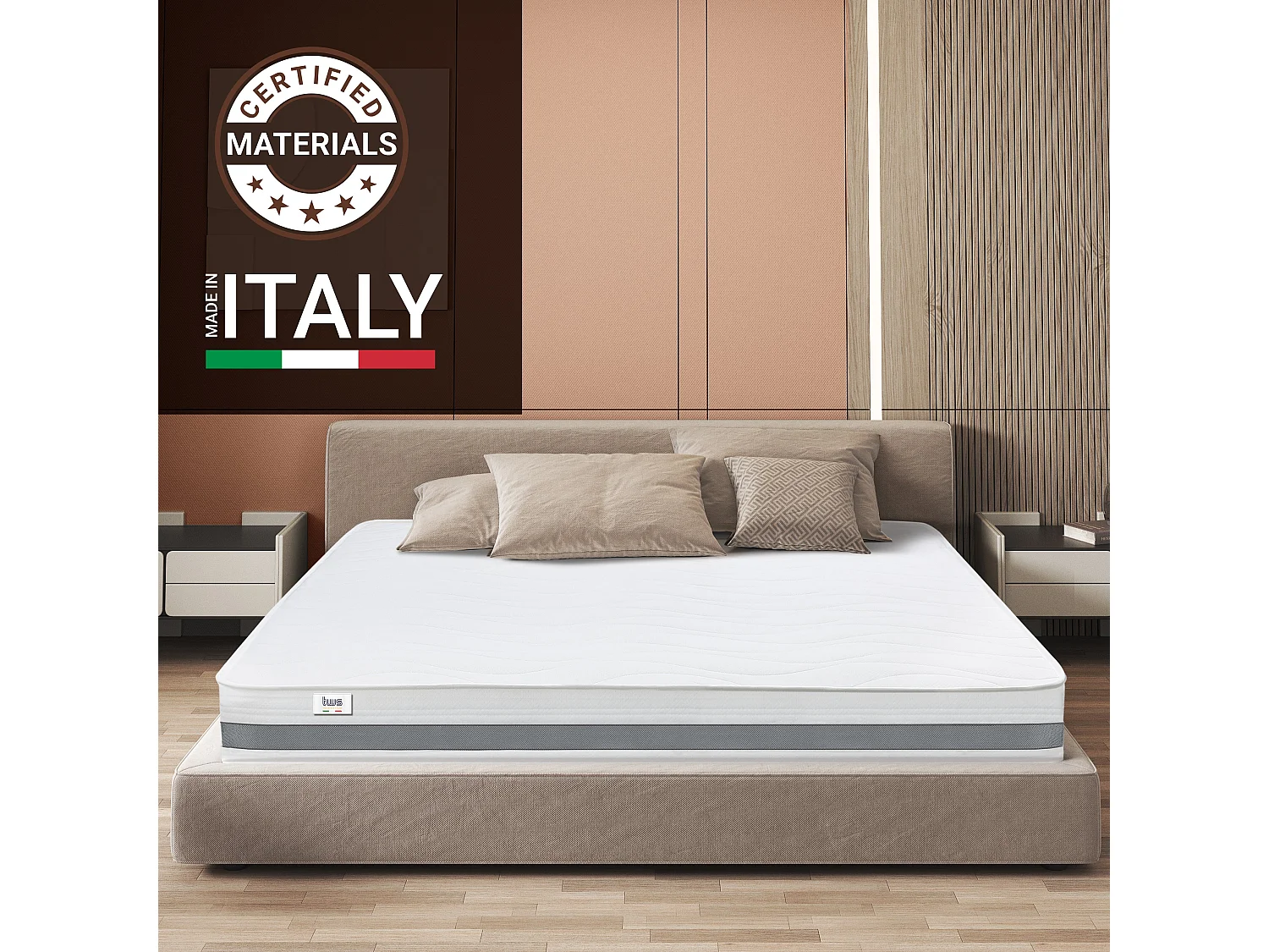 Dubbel matras Francese 145x190 Memory Orthopedisch, antibacterieel, mijtwerend, anti-allergisch | Hoogte 25 cm | Made in Italy