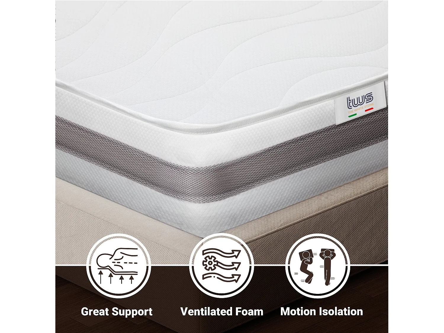 Dubbel matras Francese 145x190 Memory Orthopedisch, antibacterieel, mijtwerend, anti-allergisch | Hoogte 25 cm | Made in Italy