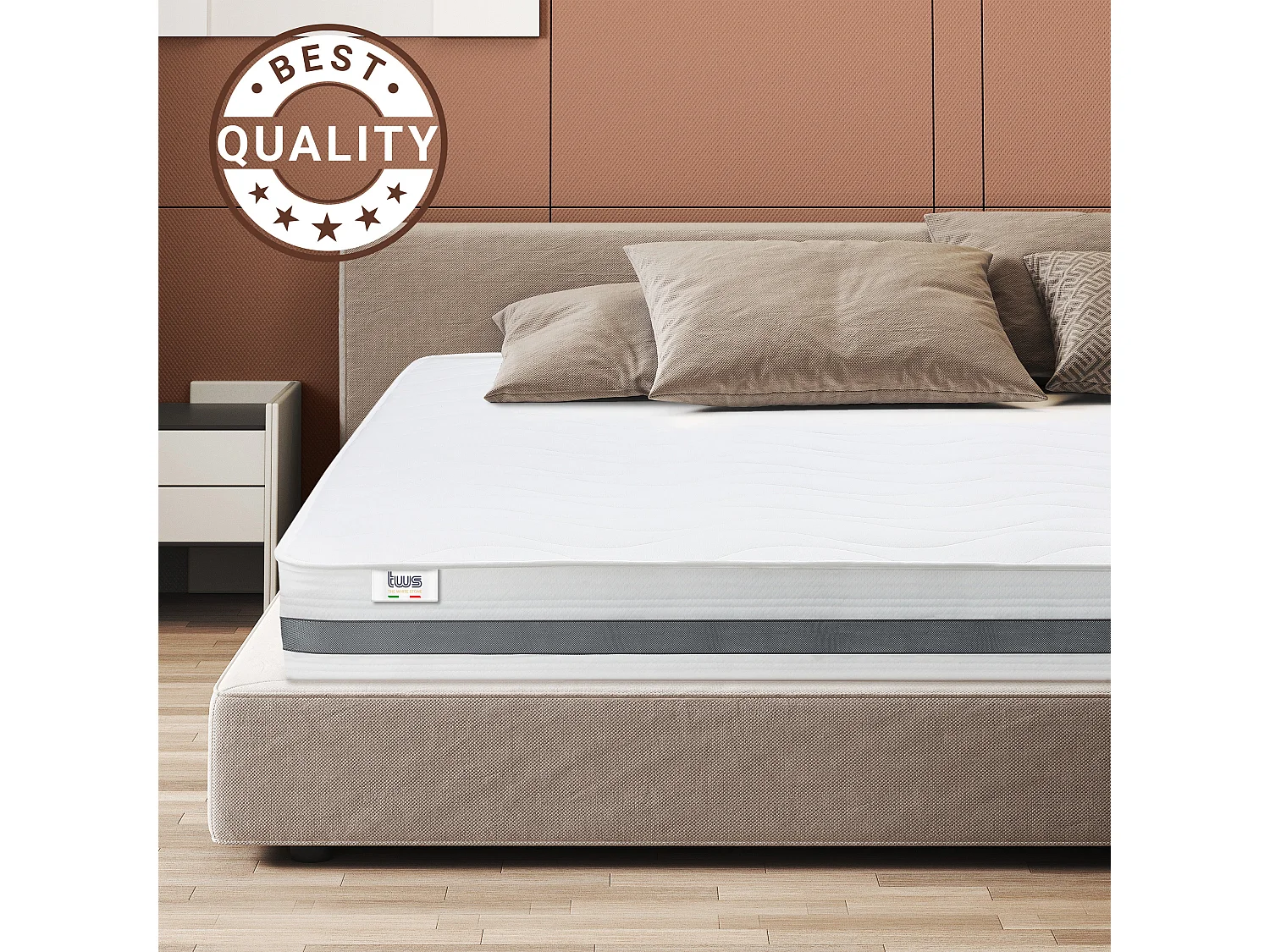 Dubbel matras Francese 145x190 Memory Orthopedisch, antibacterieel, mijtwerend, anti-allergisch | Hoogte 25 cm | Made in Italy