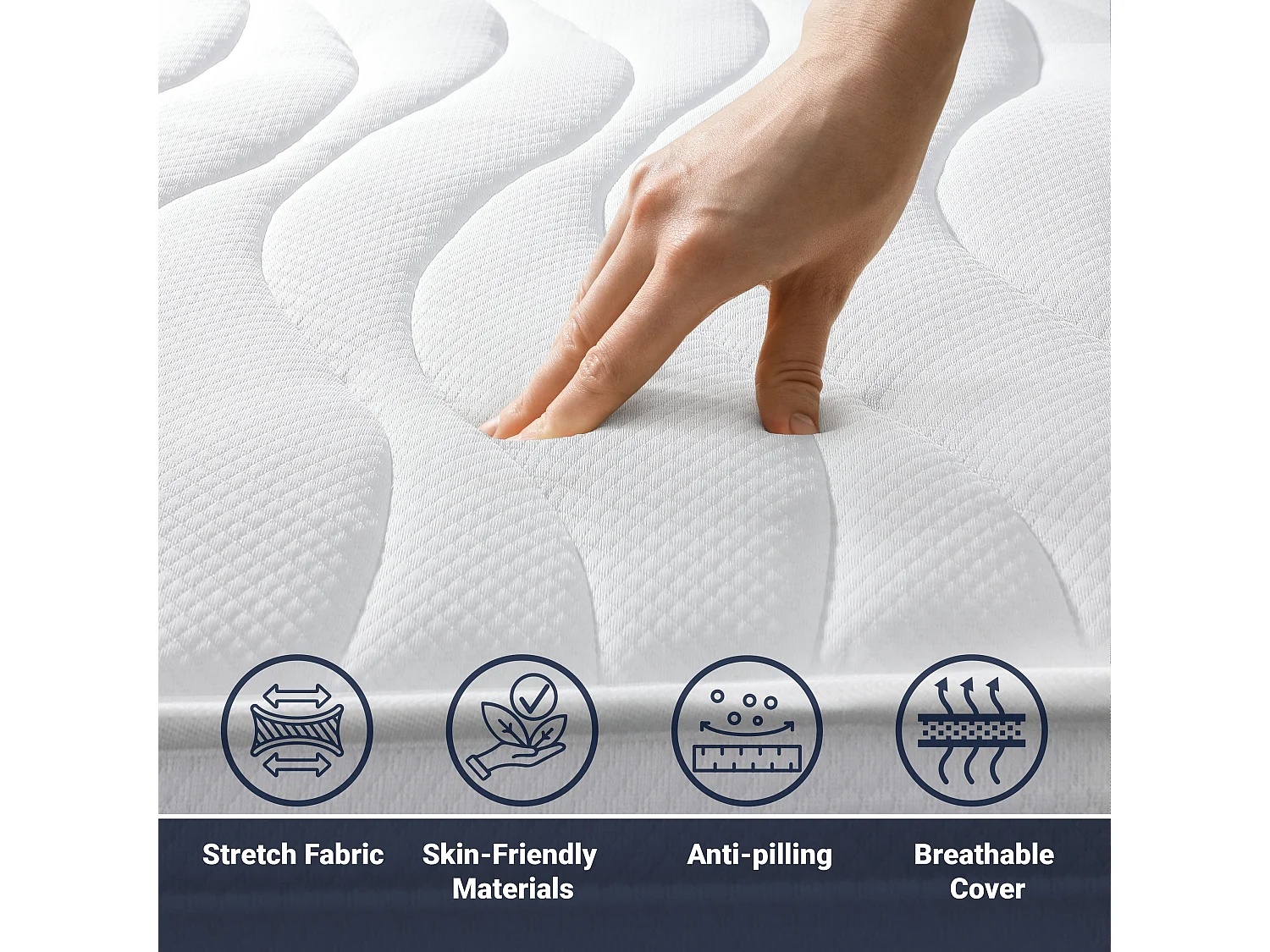 Matelas Double King Size 180x195 à mémoire orthopédique | Hauteur 20 cm | Made in Italy
