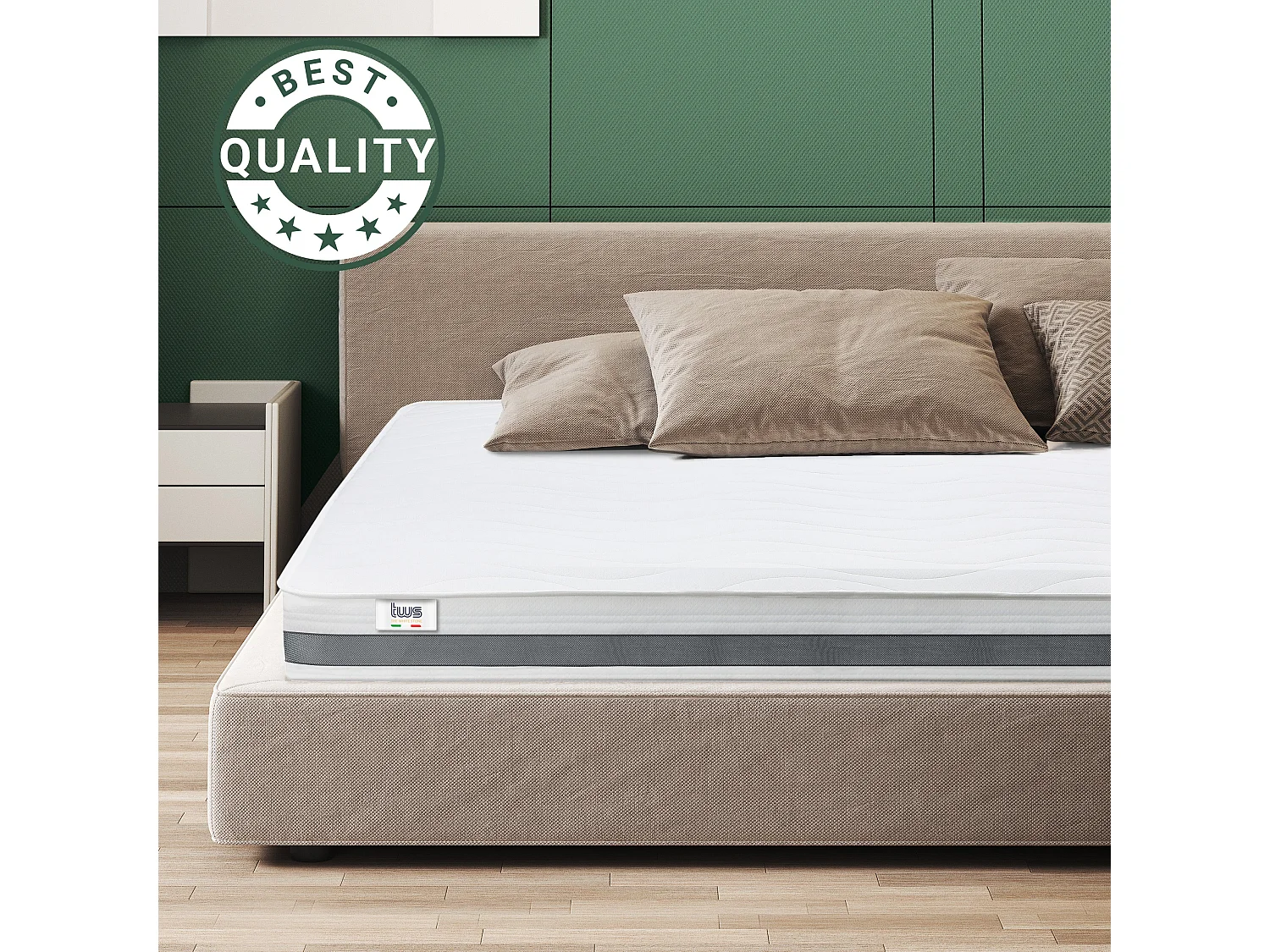 Einzelne Matratze 95x185 Memory Orthopädisch, Antibakteriell, Anti-Milben, Anti-Allergie.| Höhe 16 cm | Made in Italy