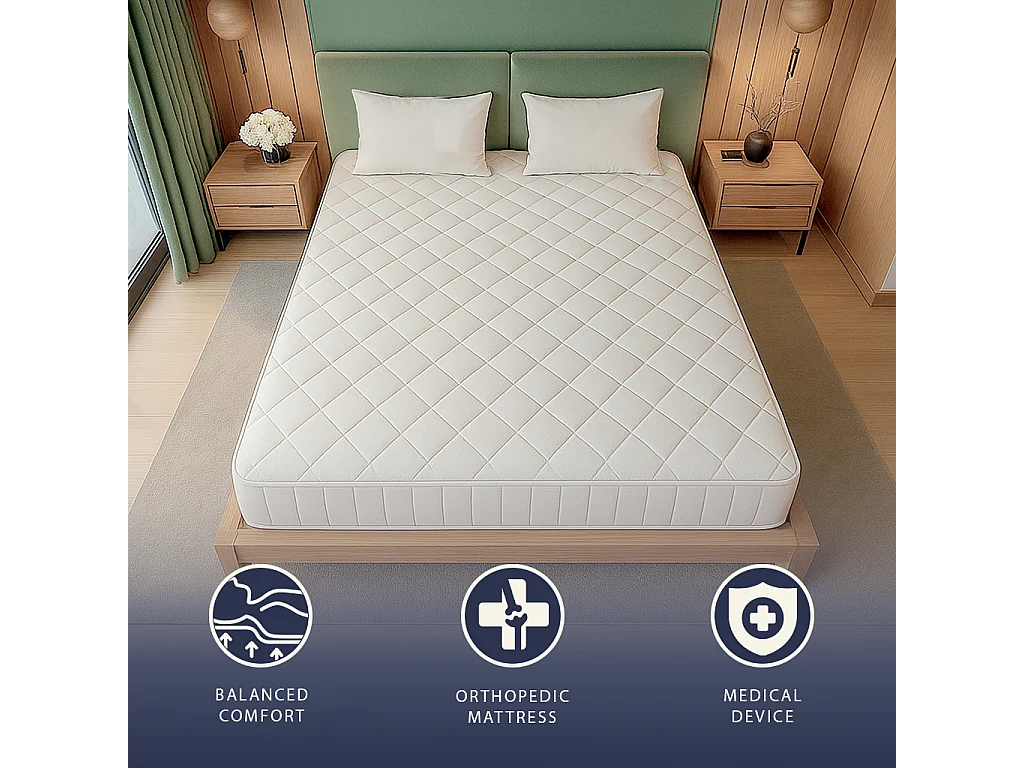 Nuri Pro | Matelas mémoire | 20 cm | Orthopédique & Ignifuge | Antiallergique | C1 | IT | 180x190