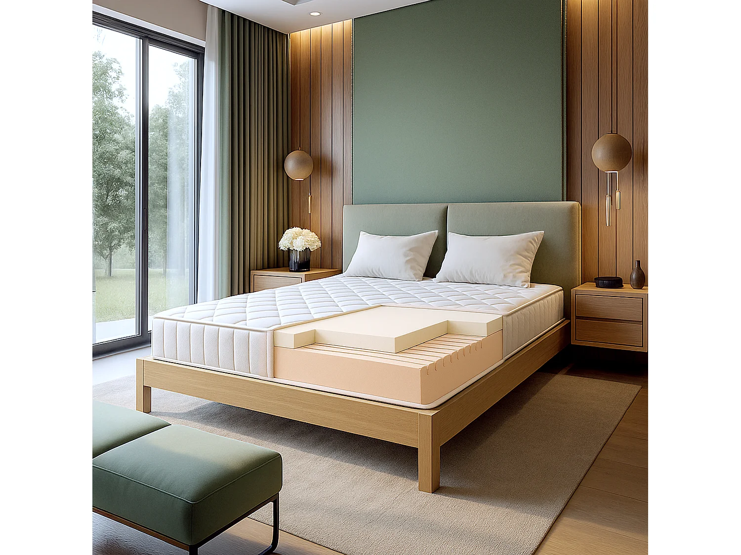 Nuri Pro | Matelas mémoire | 20 cm | Orthopédique & Ignifuge | Antiallergique | C1 | IT | 180x190