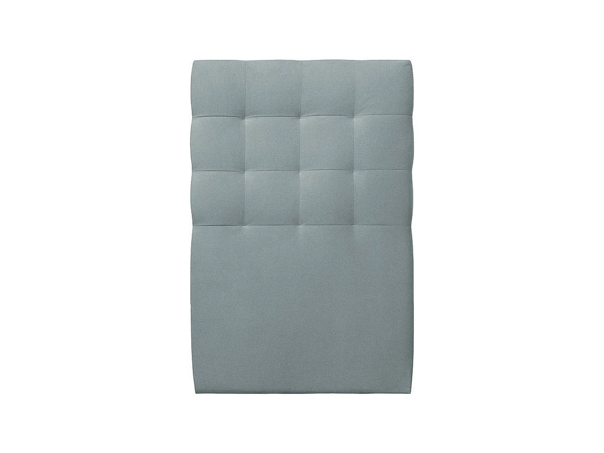 Lit 90x190cm avec tête de lit capitonnée velours et sommier tapissier gris bleuté - Hauteur totale : 29cm