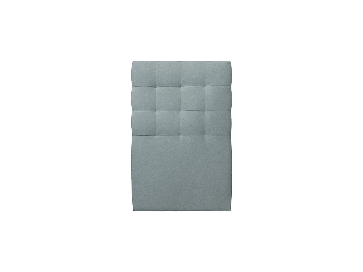 Lit 90x190cm avec tête de lit capitonnée velours et sommier tapissier gris bleuté - Hauteur totale : 29cm