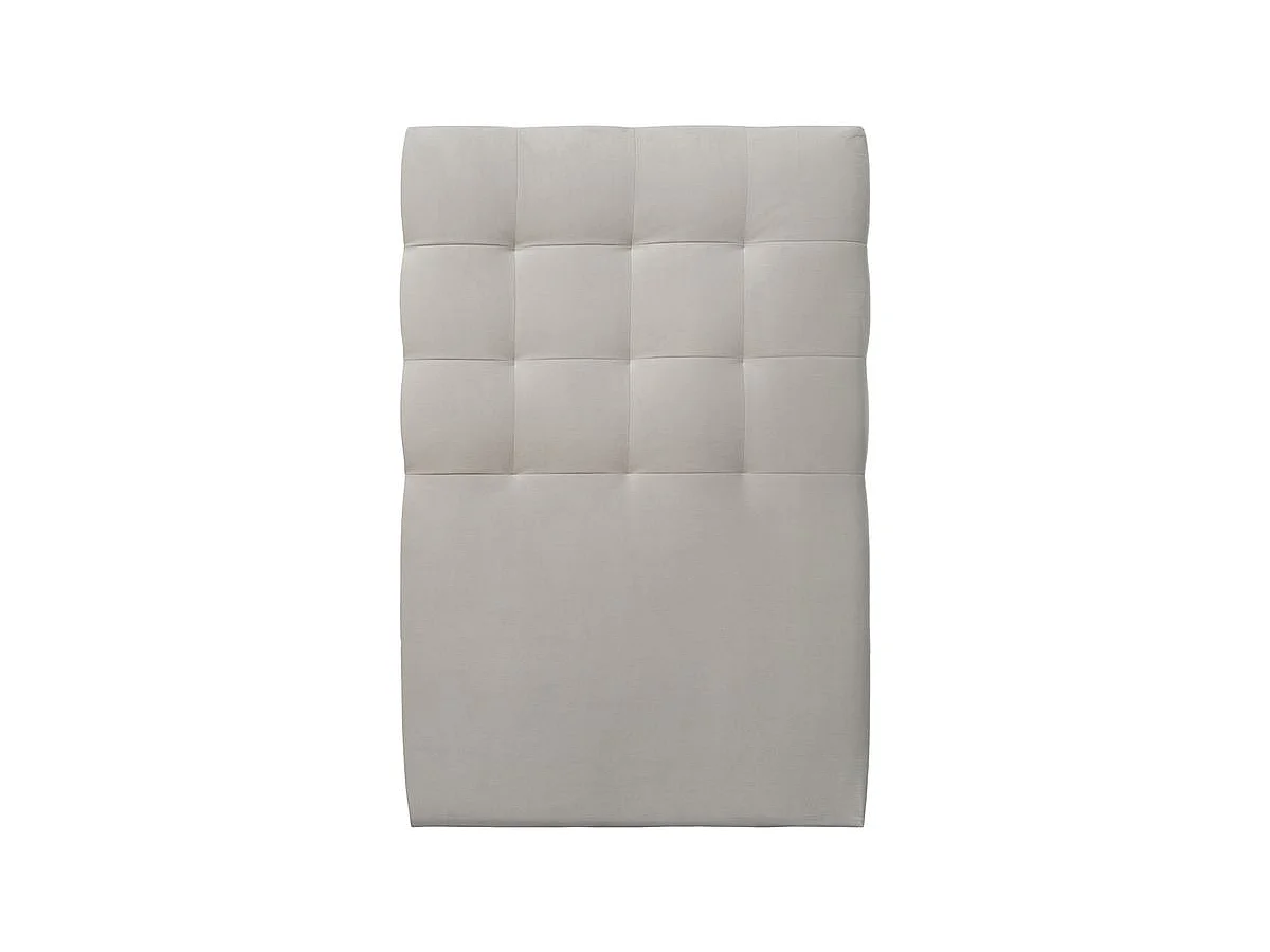 Lit 90x190cm avec tête de lit capitonnée velours et sommier tapissier gris clair - Hauteur totale : 29cm