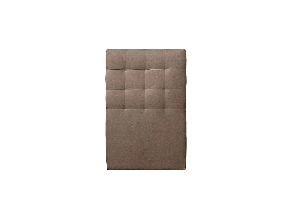 Lit 90x200cm avec tête de lit capitonnée velours et sommier tapissier taupe - Hauteur totale : 29cm