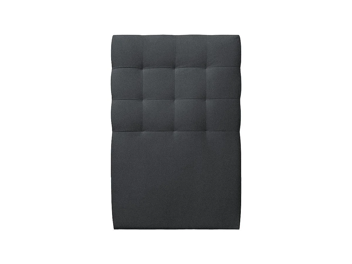 Lit 90x190cm avec tête de lit capitonnée velours et sommier tapissier gris anthracite - Hauteur totale : 29cm