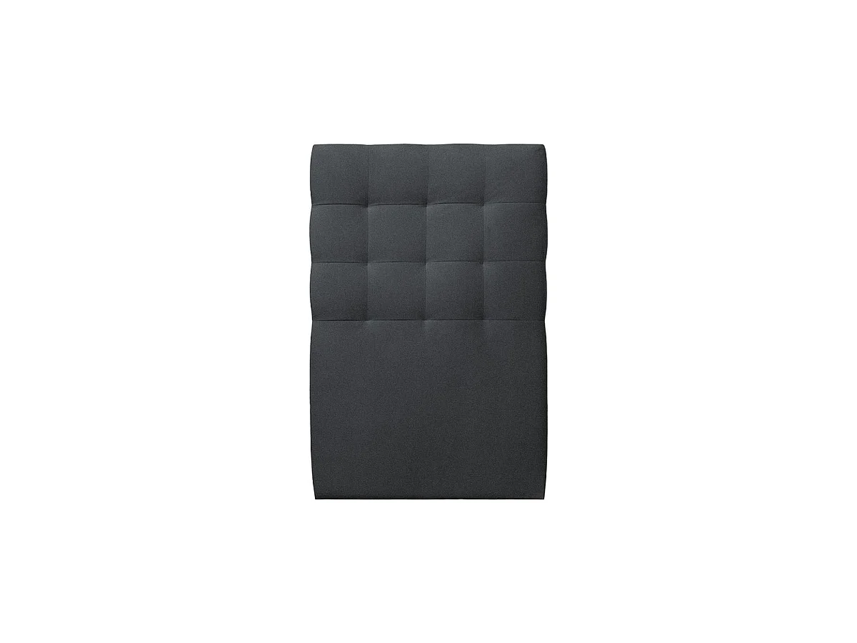 Lit 90x190cm avec tête de lit capitonnée velours et sommier tapissier gris anthracite - Hauteur totale : 29cm