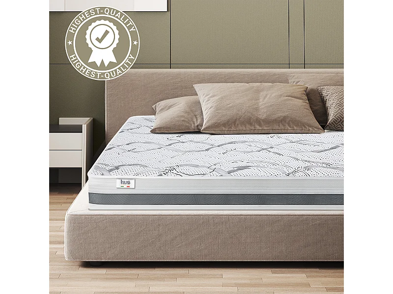 Matelas Double King-Size 180 x 210 à mémoire | Premium Quality | Hauteur 20 cm | Made in Italy