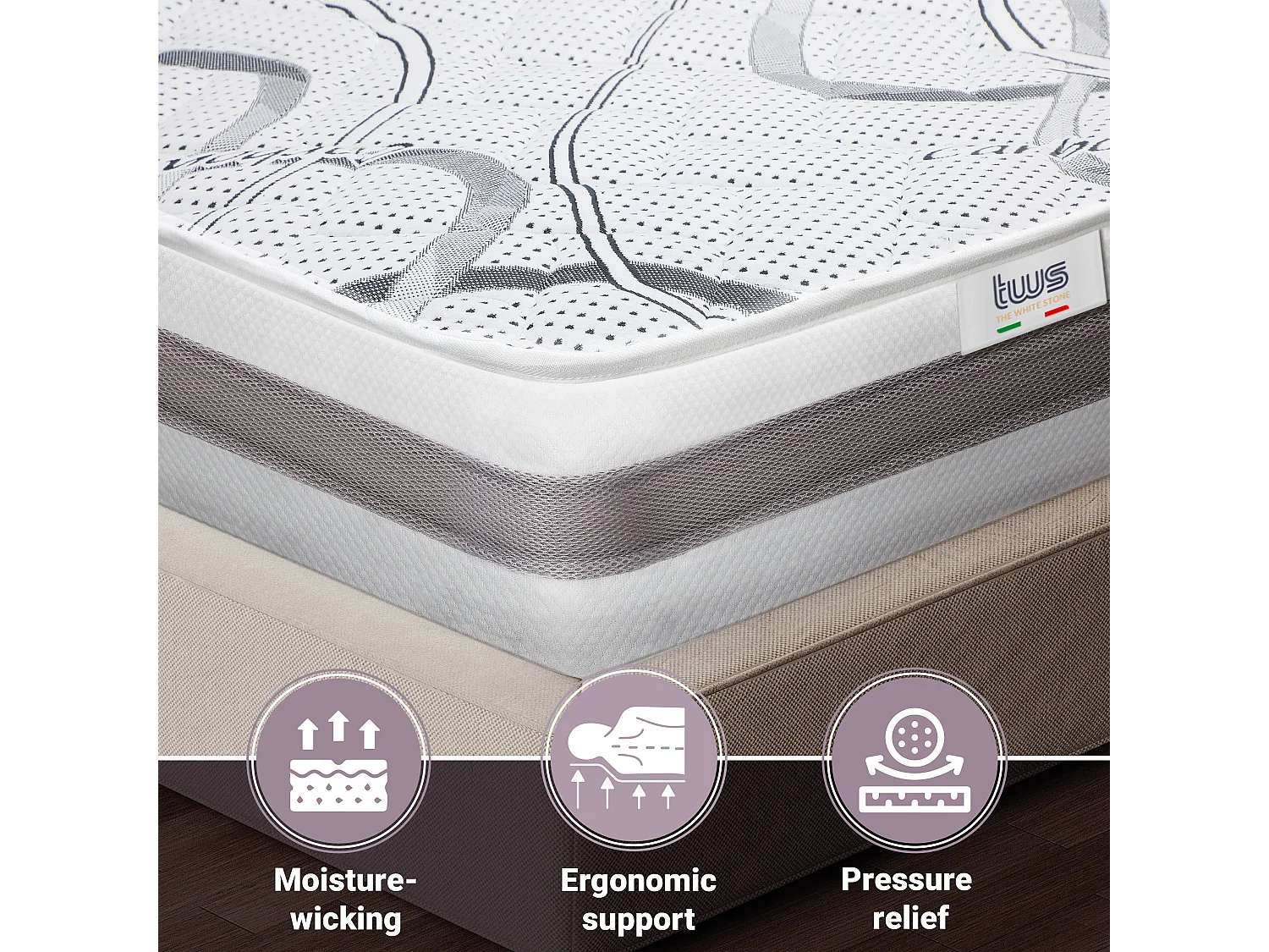 Matelas Simple 135 x 205 à mémoire | Premium Quality | Hauteur 25 cm | Made in Italy