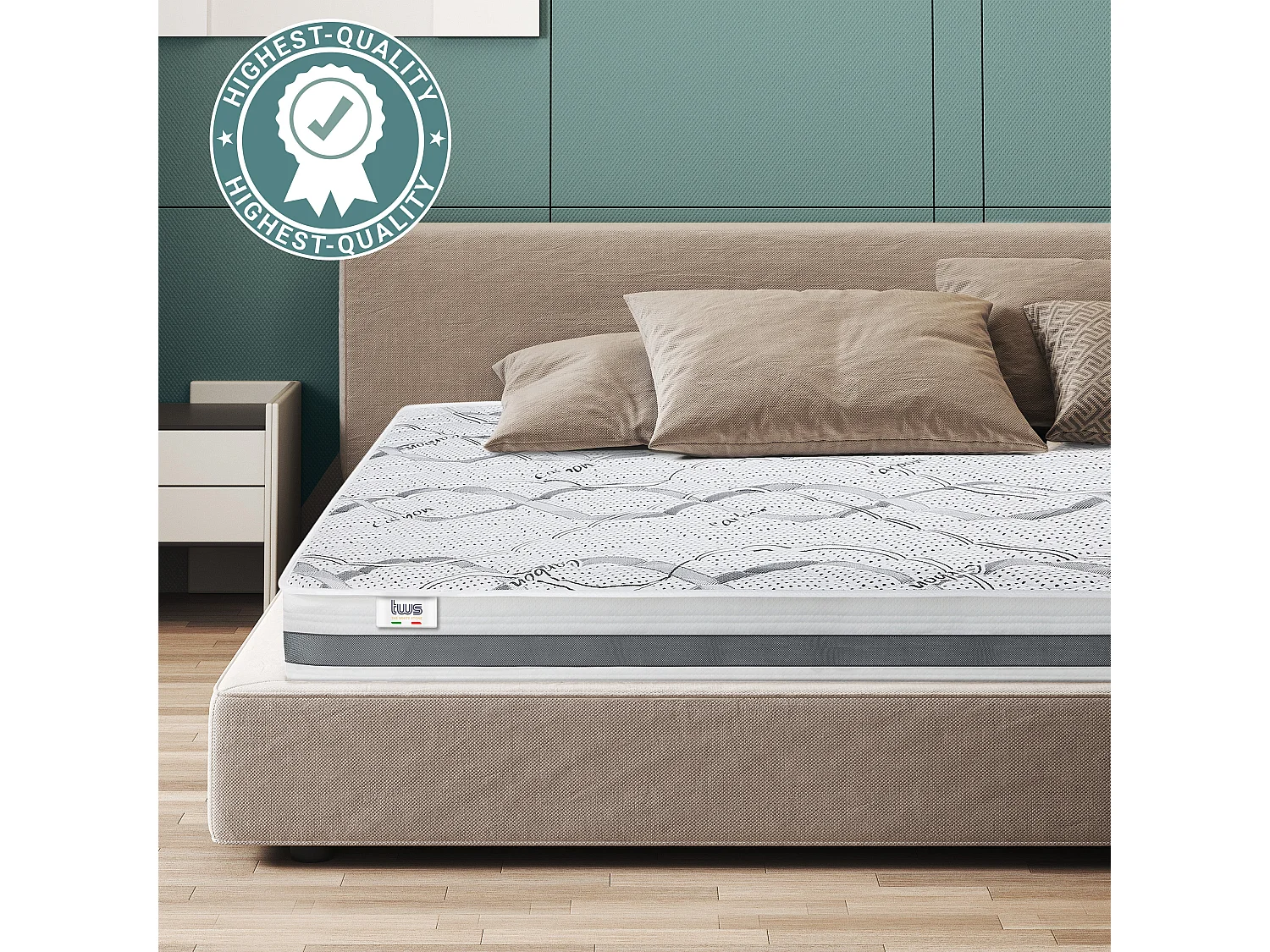 Colchón de plaza y media 125 x 180 Memory | Premium Quality | altura 16 cm | Made in Italy
