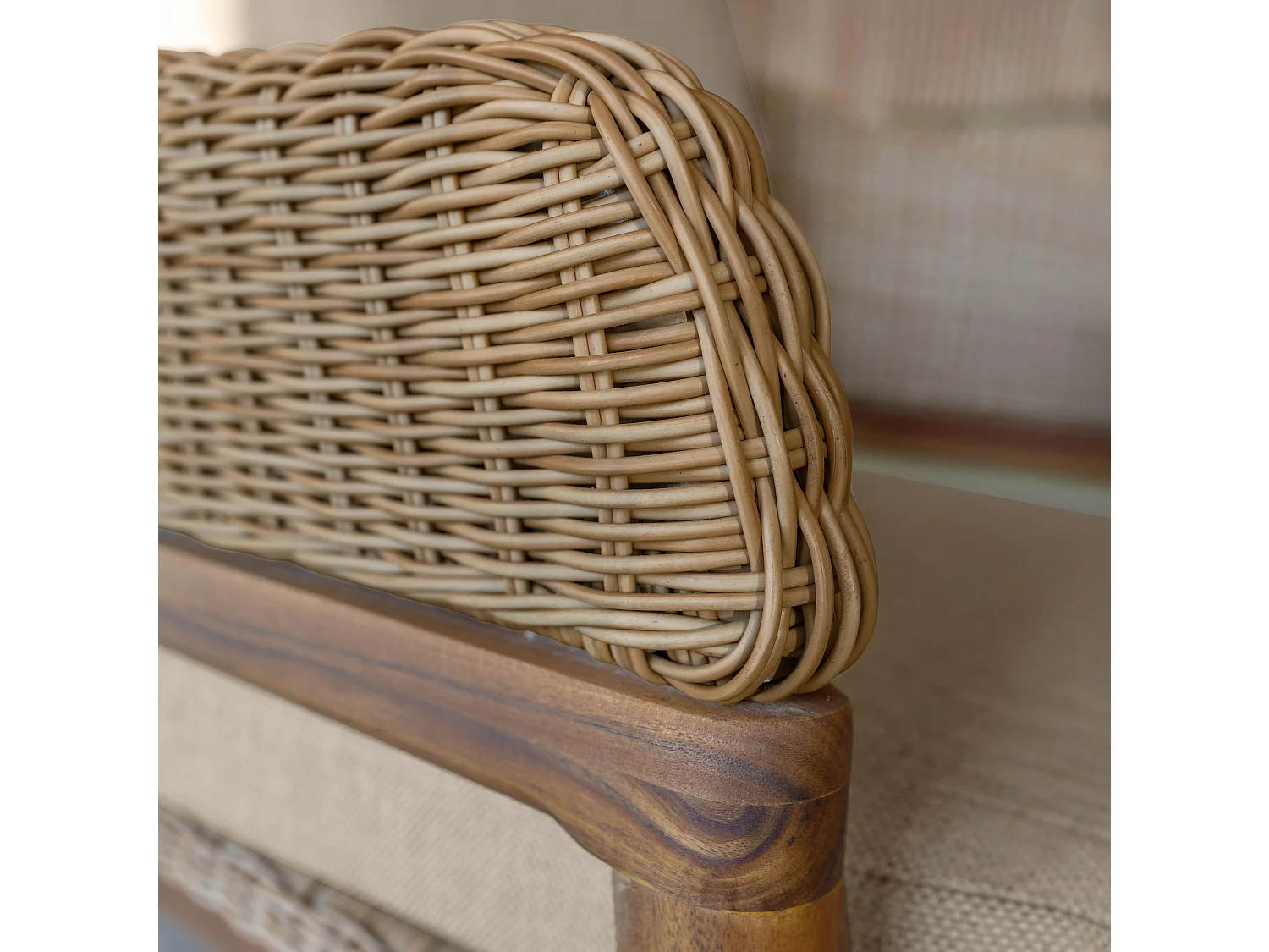 Now's Home - Salon De Jardin En Bois Acacia +résine Tressée Coussins Beige Alhambra