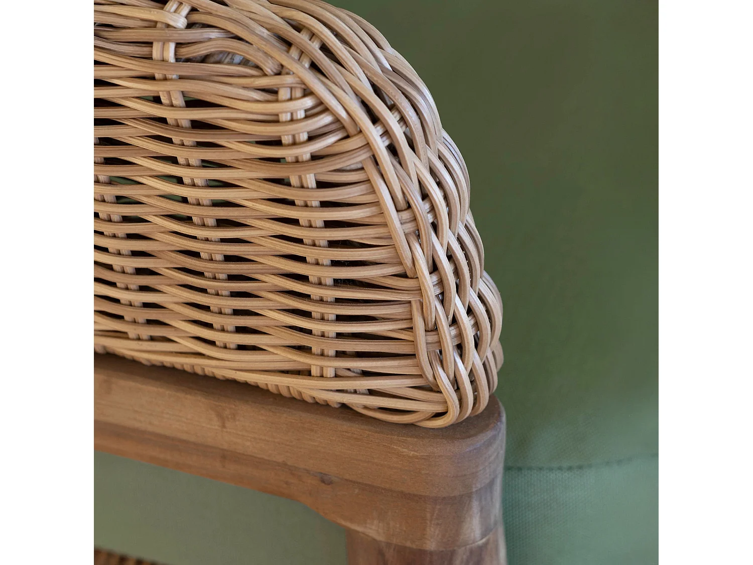 Now's Home - Salon Jardin Bois Acacia Resine Tresse Coussins Tissu Kaki Alhambra