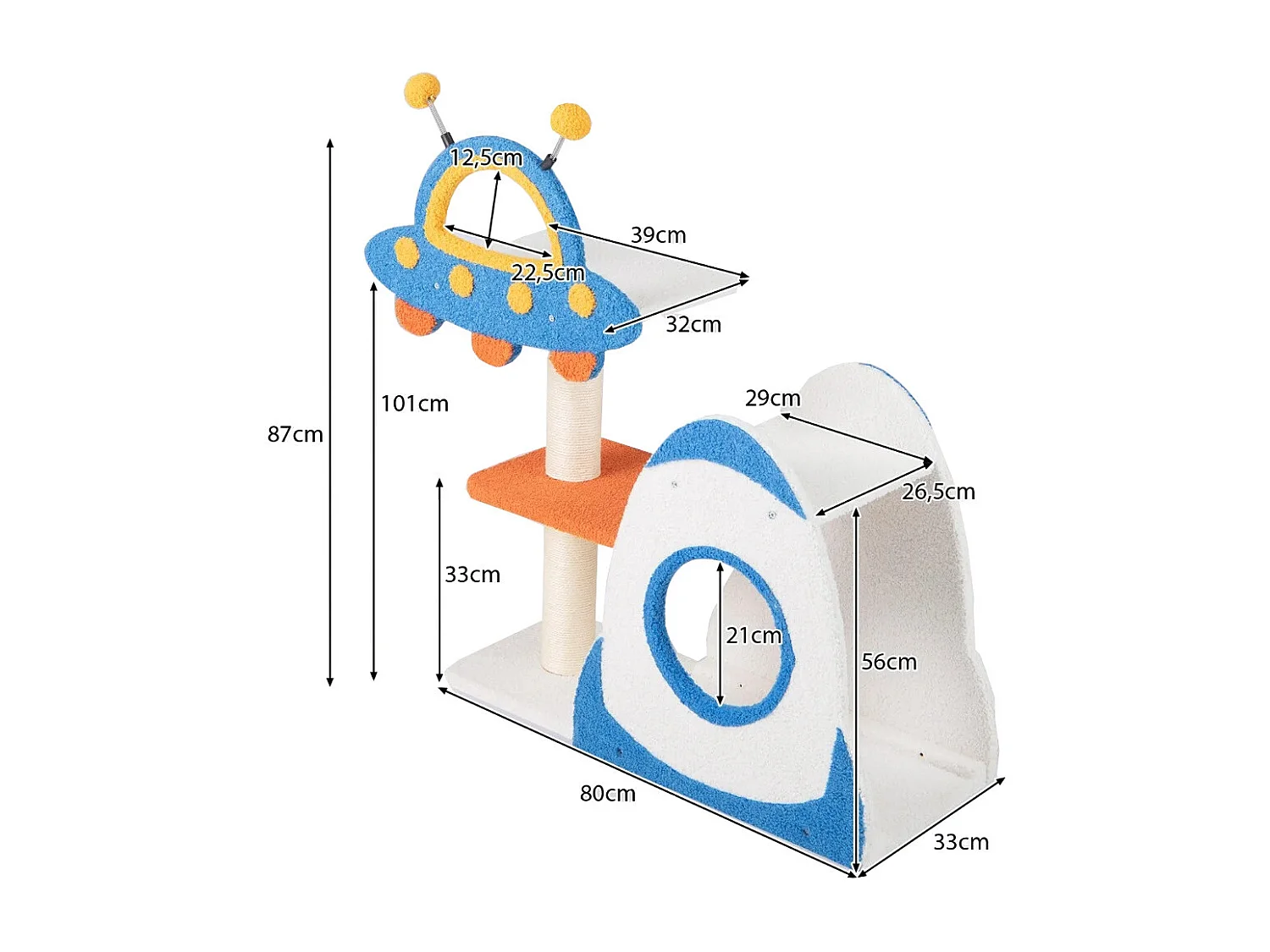 Kratzbaum mit UFO-Plattform & Sisal-Kratzsäulen Katzenkratzbaum Katzenbaum Kletterbaum