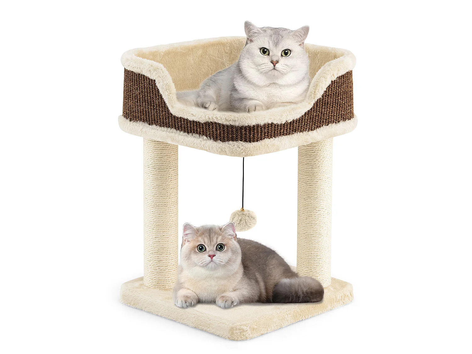 Kattekløer – kattehus med bold, beige