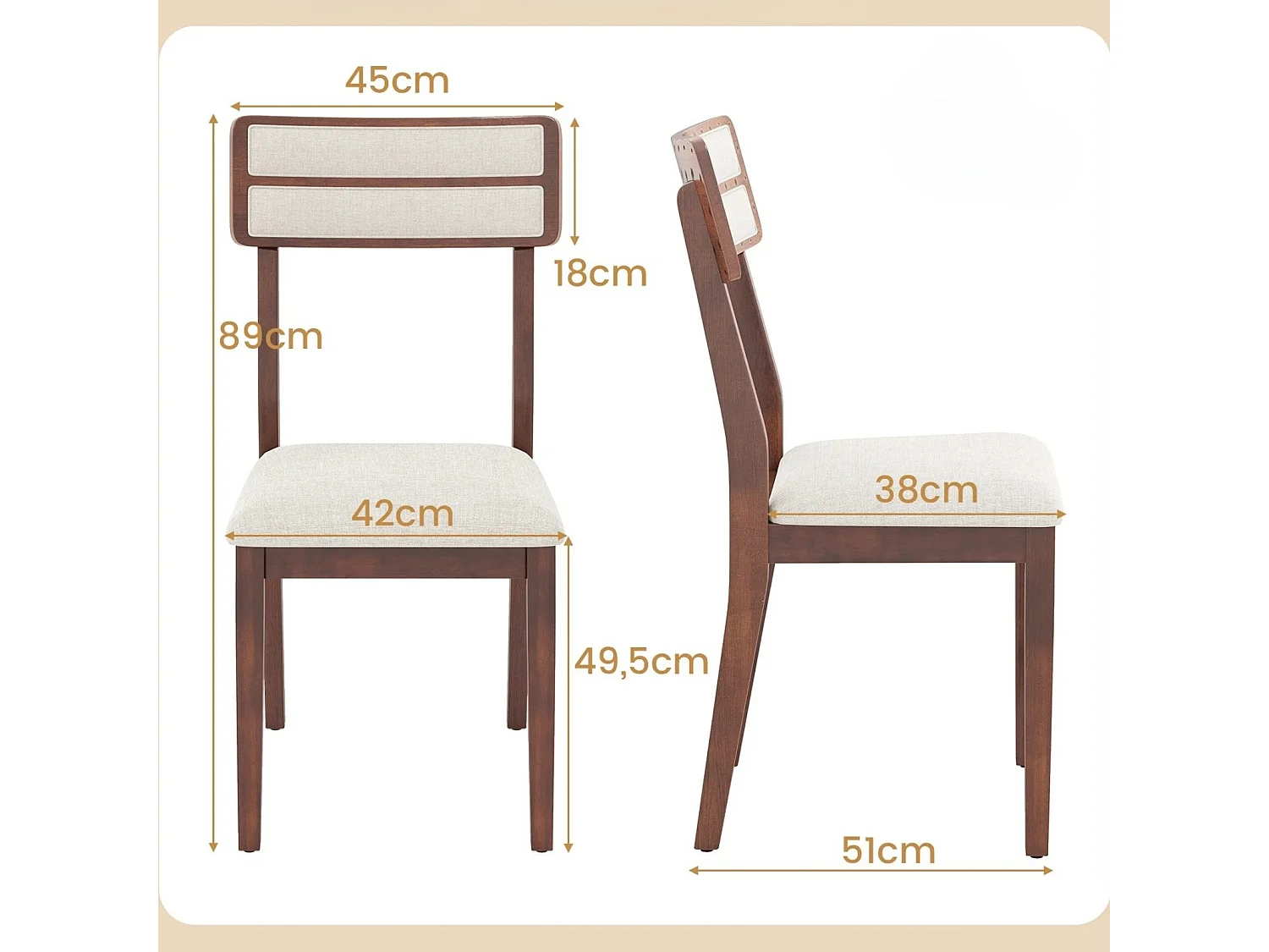 Set med stolar med klädd sits – Matsalsstolar, 2 st