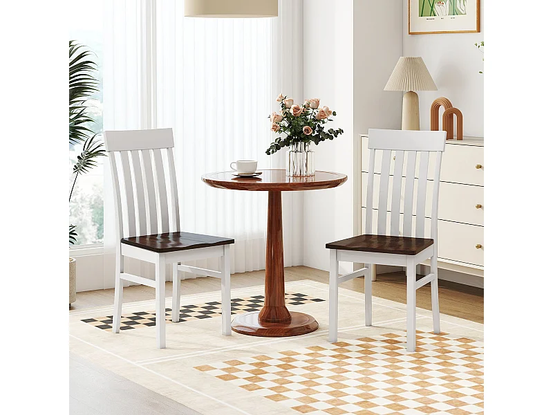 2er-Set Esszimmerstühle armlose Küchenstühle mit ergonomischer Rückenlehnen & vertieftem Sitz Braun