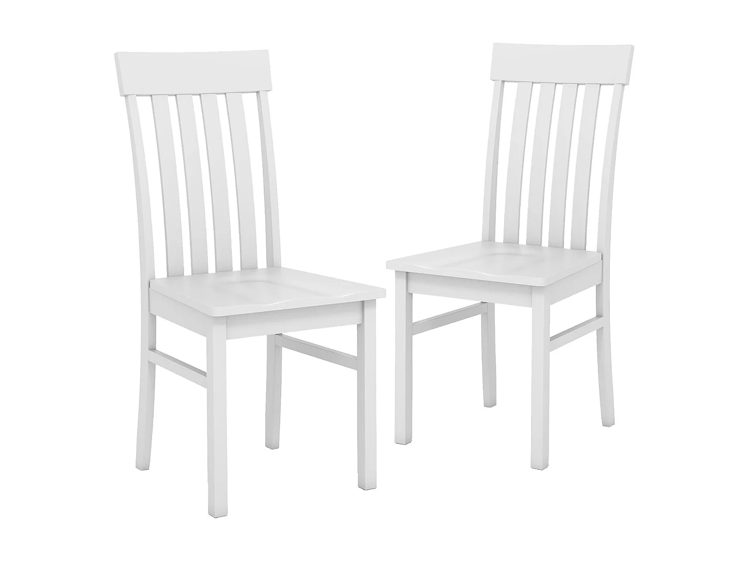 Lot de 2 Chaises de Salle à Manger Chaises de Cuisine sans Accoudoirs avec Dossiers Hauts à Lattes Sièges Concaves Pieds en Bois Blanc