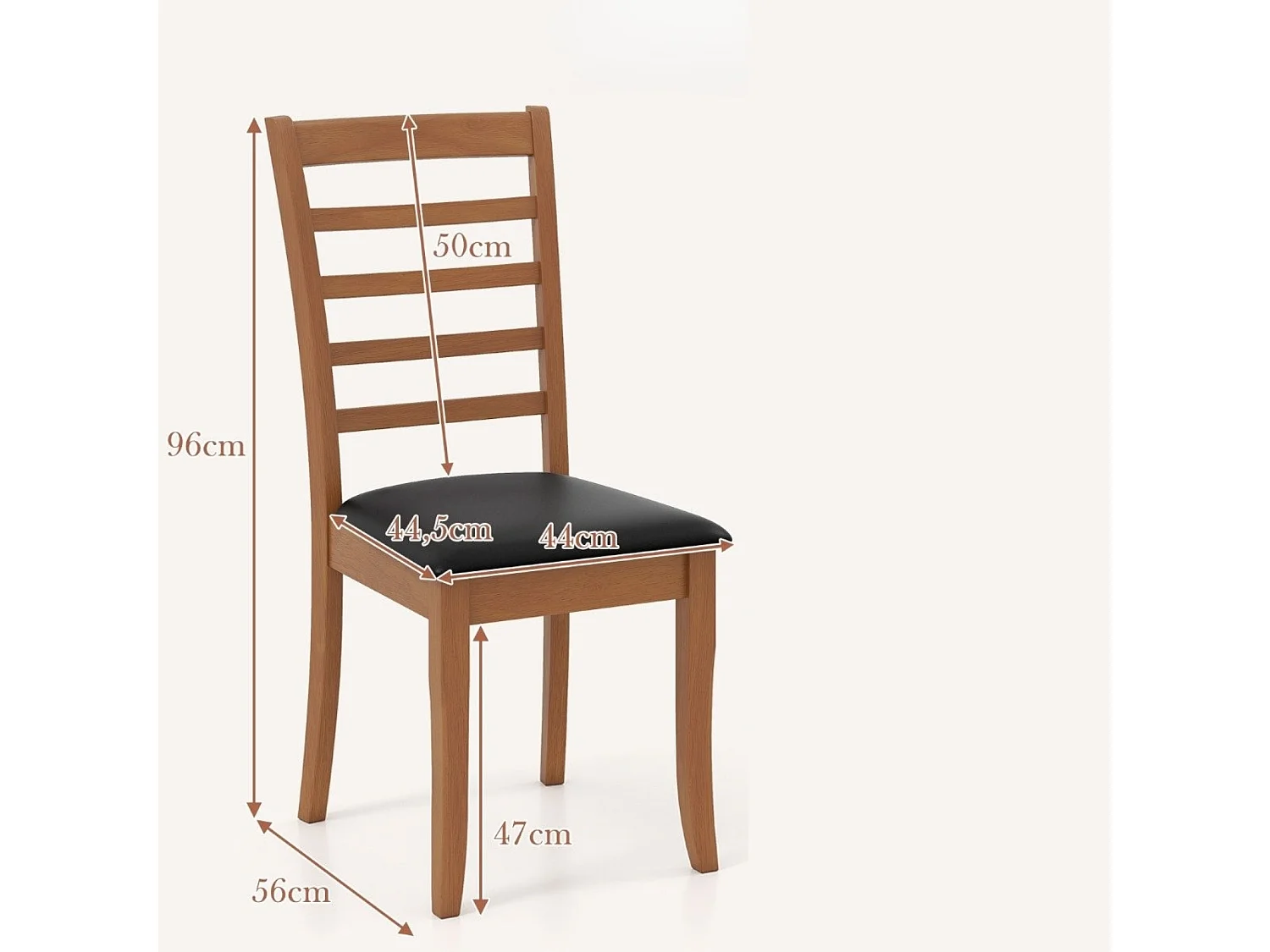 Holz-Esszimmerstuhl-Set aus 2 modern gepolsterter Küchenstuhl mit Gummibaumholz-Beinen Schwarz