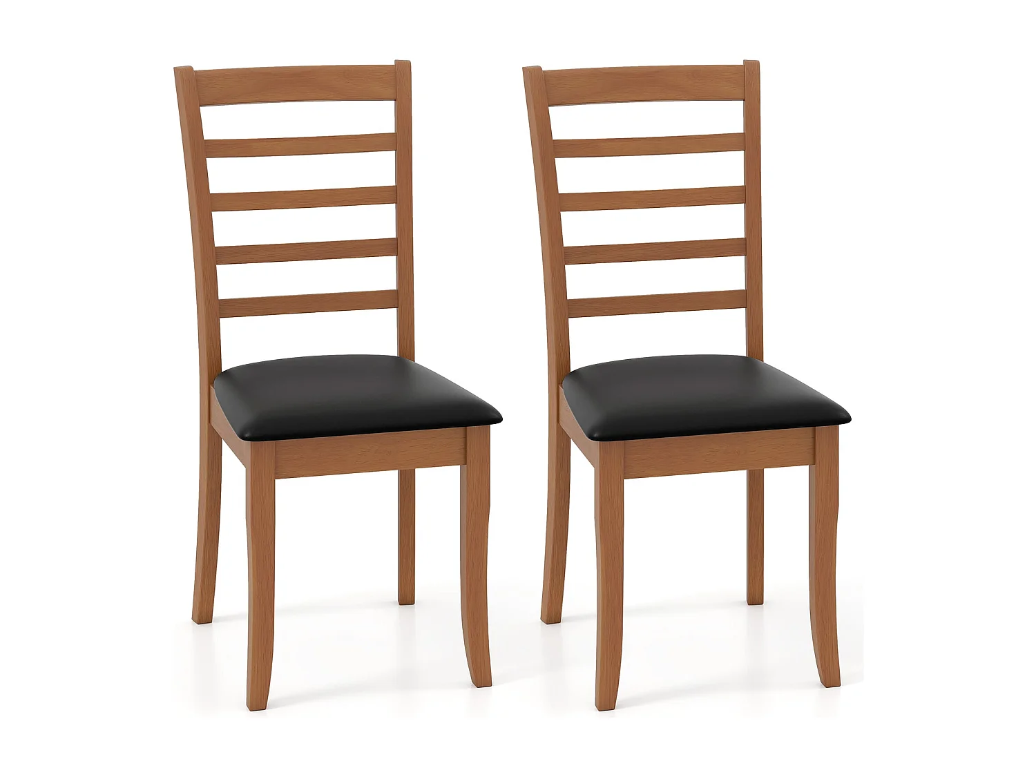 Holz-Esszimmerstuhl-Set aus 2 modern gepolsterter Küchenstuhl mit Gummibaumholz-Beinen Schwarz