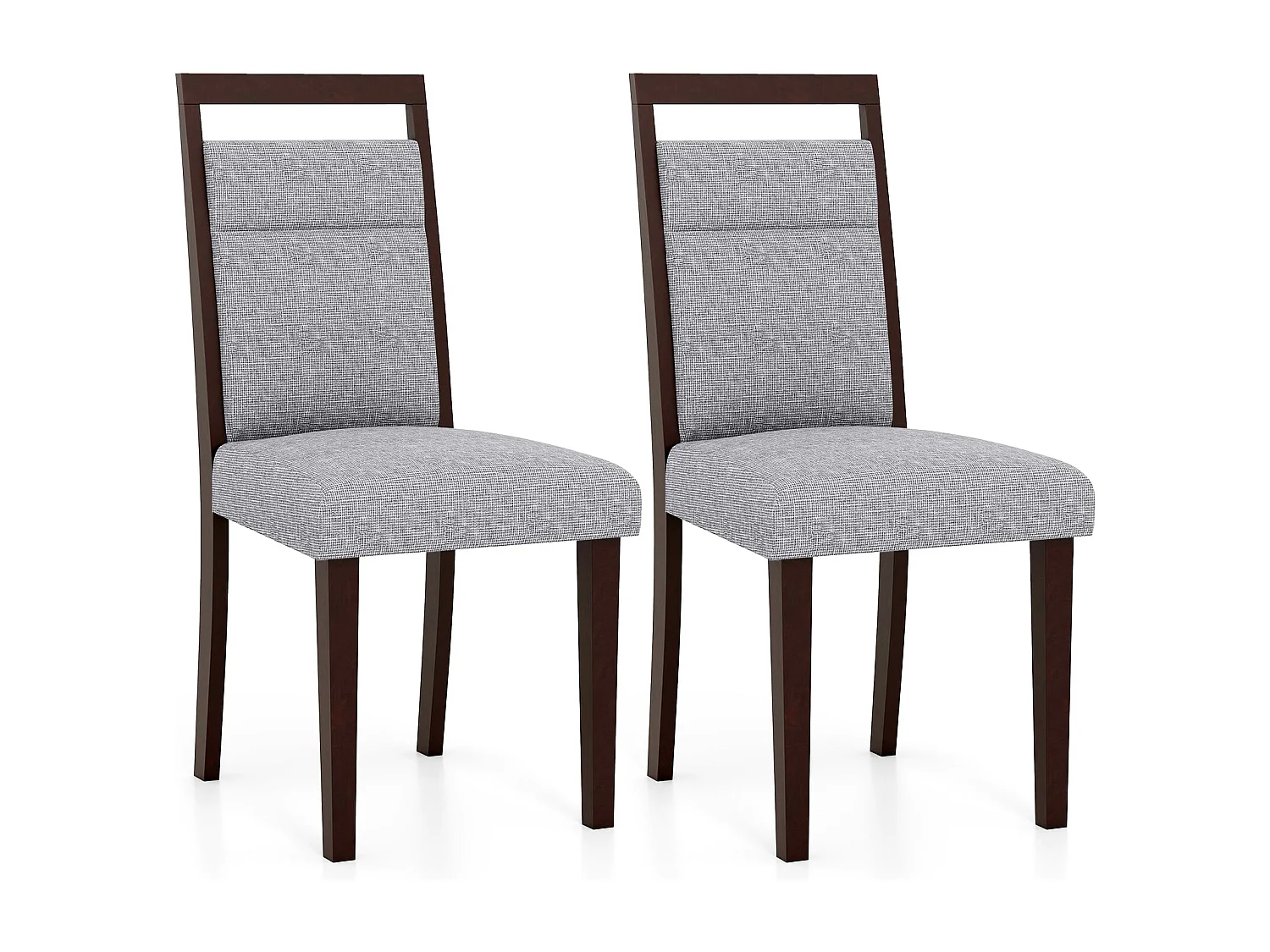 Set di 2 sedie da pranzo imbottite Sedia da cucina con sedile imbottito e schienale reclinabile Grigio