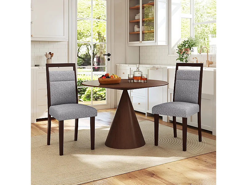 Set di 2 sedie da pranzo imbottite Sedia da cucina con sedile imbottito e schienale reclinabile Grigio