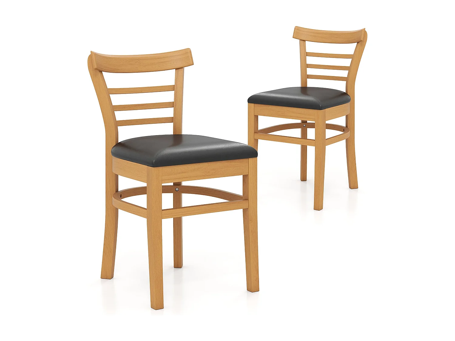 Set di sedie da pranzo in legno 2 sedie da cucina imbottite in ecopelle senza braccioli con gambe in legno di gomma Naturale