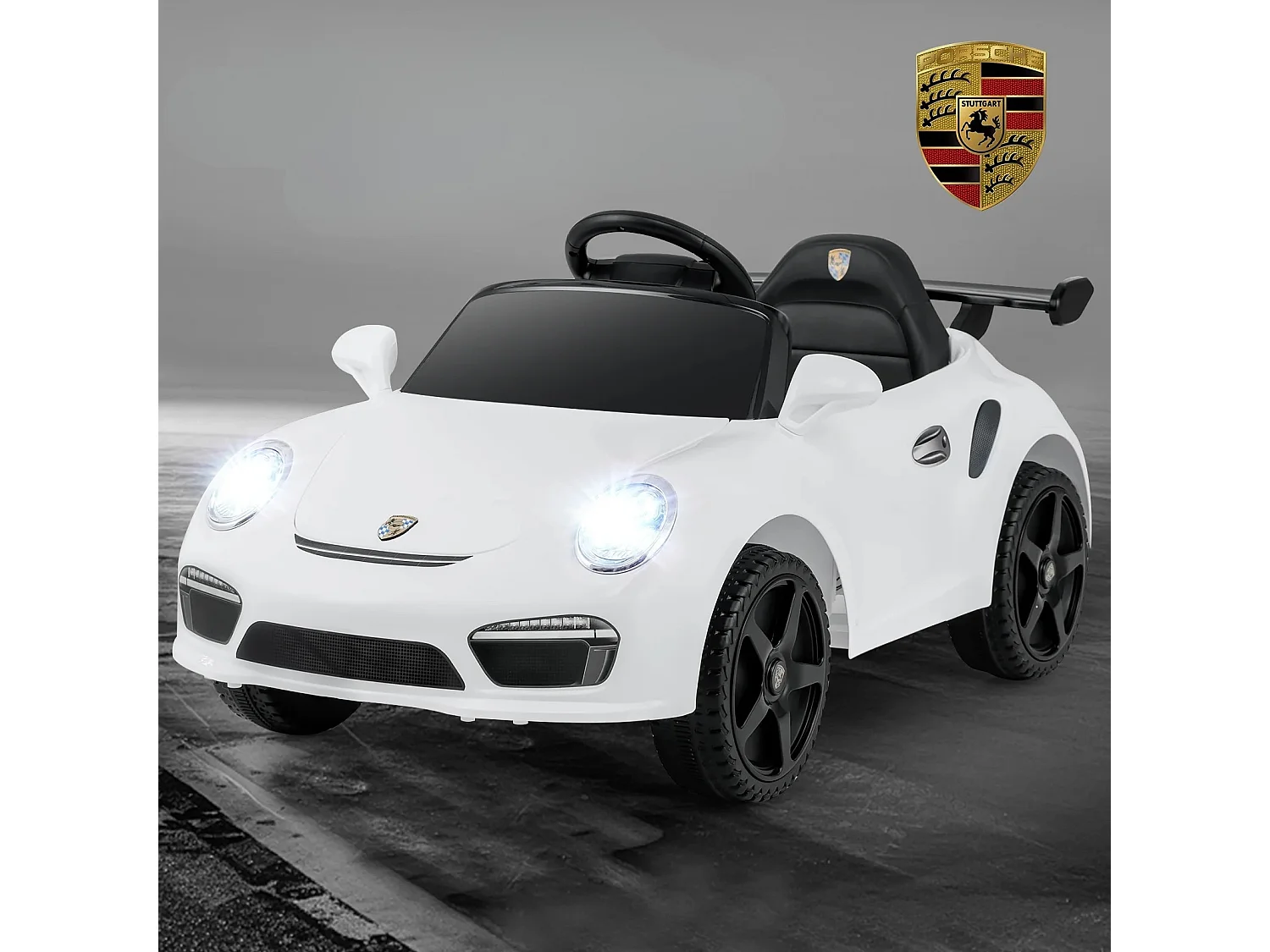 12V Voiture électrique pour enfants avec télécommande & démarrage en douceur Véhicule électrique Porsche sous licence Blanc