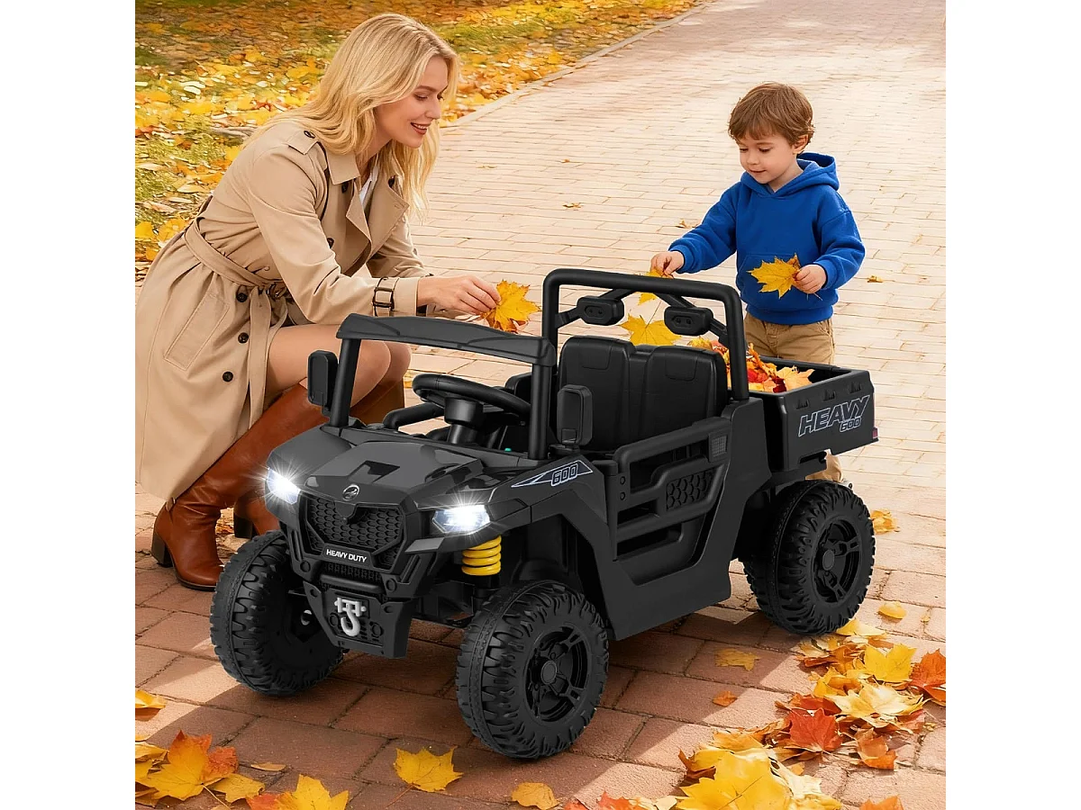 Kinder Elektroauto mit Elektrischer Kippmulde & Fernbedienung 12V Kinderauto Kinderfahrzeug Schwarz