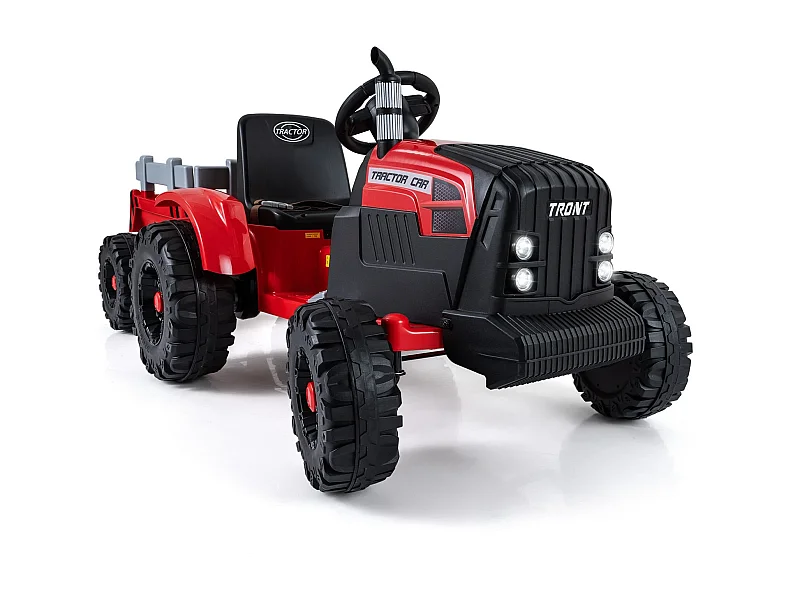 24V Tracteur électrique pour enfants avec remorque véhicule électrique avec remorque amovible télécommande rouge