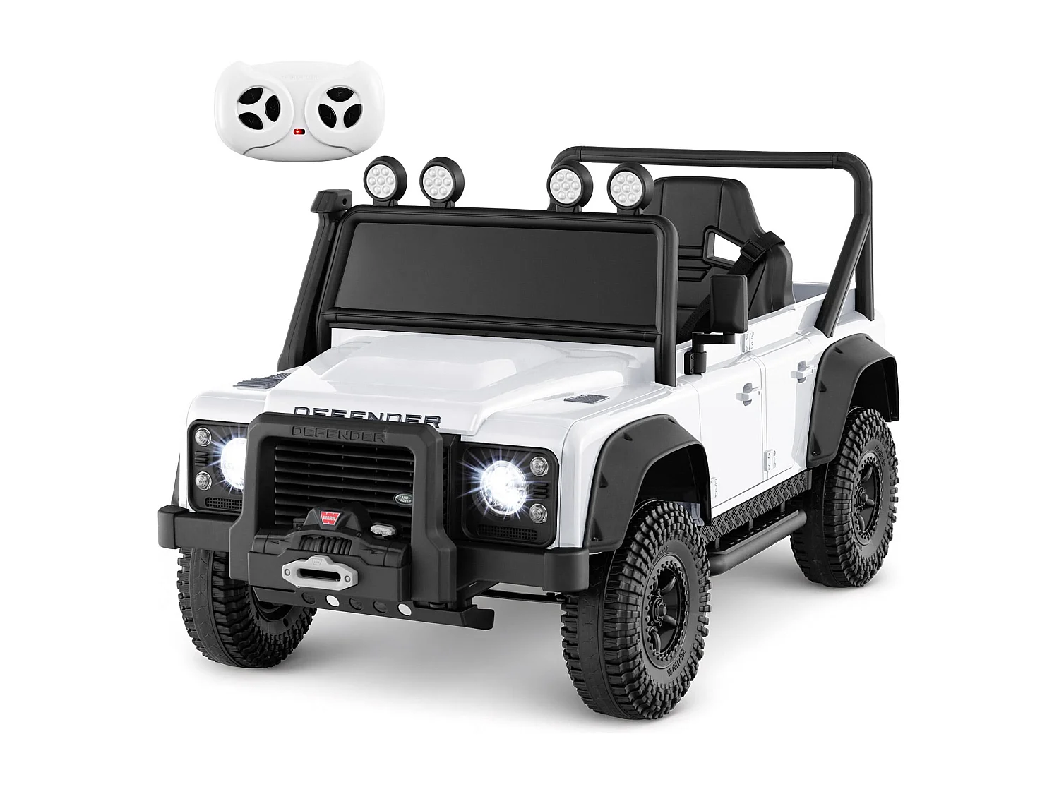 Voiture Jouet Land Rover sous Licence Voiture Electrique 12V pour Enfants avec Télécommande Parentale Phare Musique pour 3-8 Ans Blanc