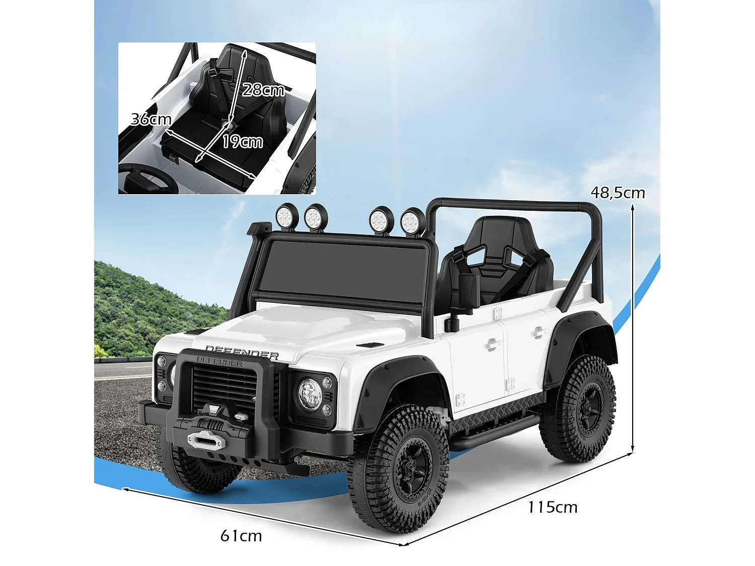 Voiture Jouet Land Rover sous Licence Voiture Electrique 12V pour Enfants avec Télécommande Parentale Phare Musique pour 3-8 Ans Blanc